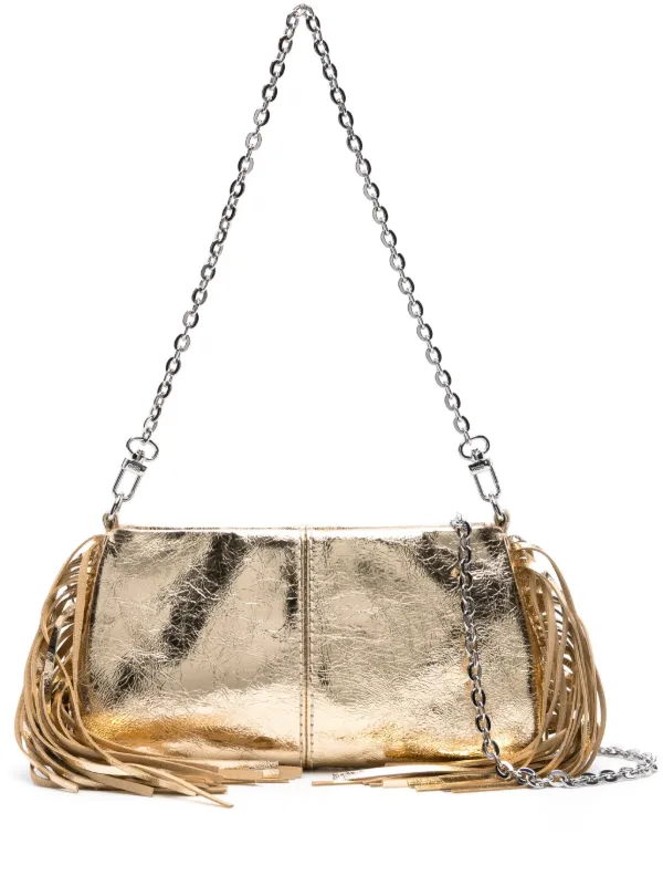 Gold leather clutch bag hotsell