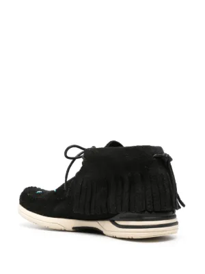 Visvim Shaman-Folk Fringed Ankle Boots | Black | FARFETCH MY