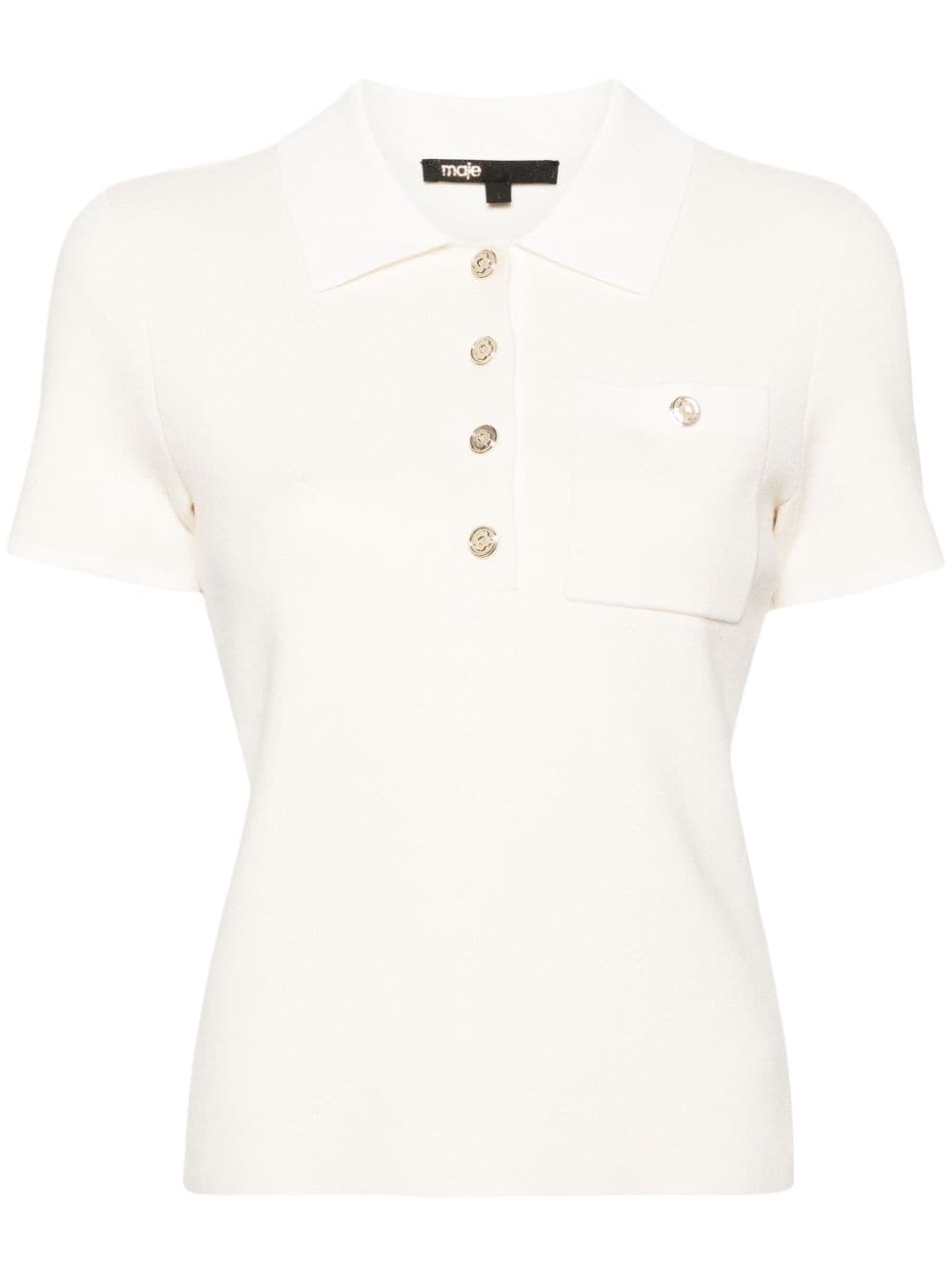 Maje Short-sleeve Buttoned Polo Shirt In White