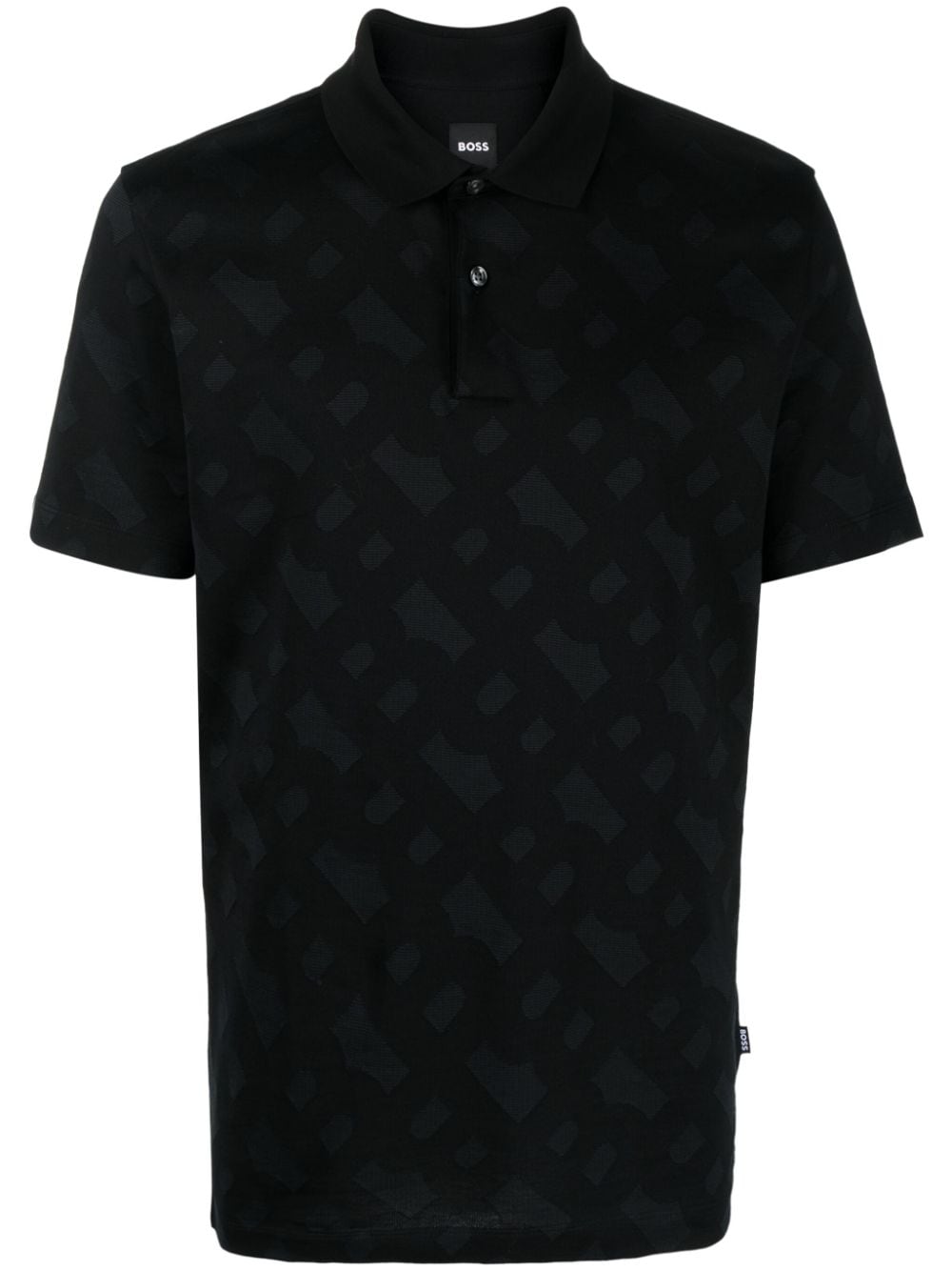 Hugo Boss Graphic-print Cotton Polo Shirt In Black