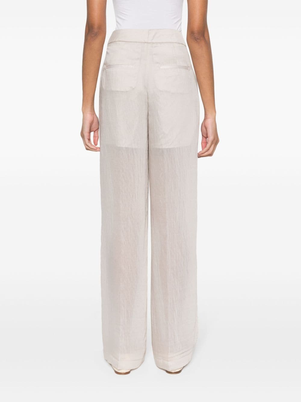 Shop Peserico Straight-leg Sheer Trousers In Nude
