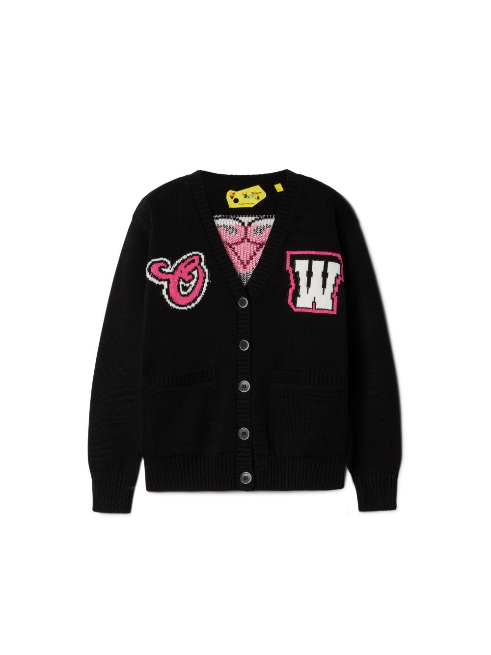 Off-white Kids' Ow Patch Cardigan In Black