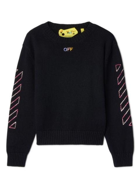 Off-White Kids Arrow-embroidered cotton jumper
