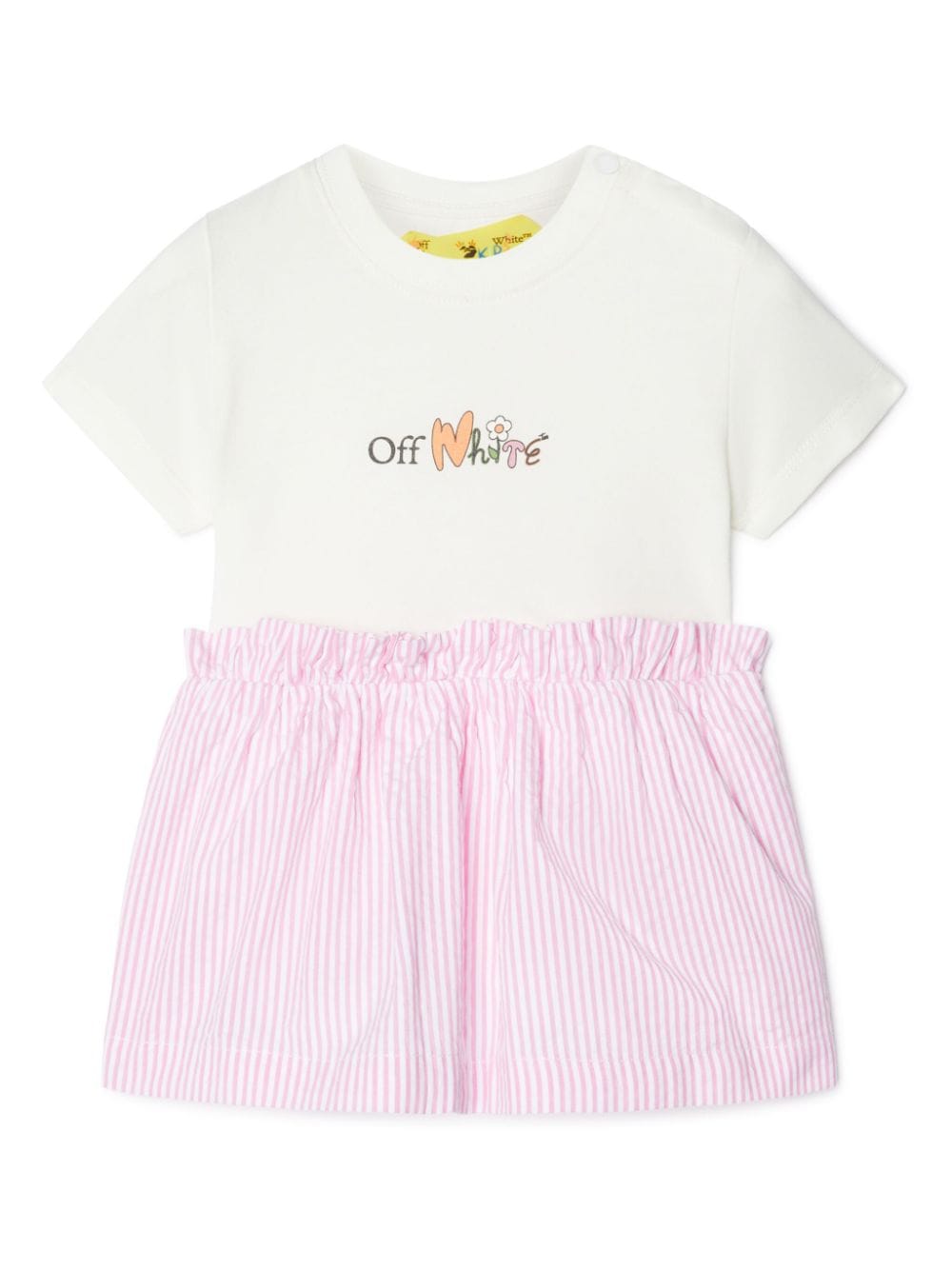 Off-White Kids Katoenen jurk met bloe print Wit