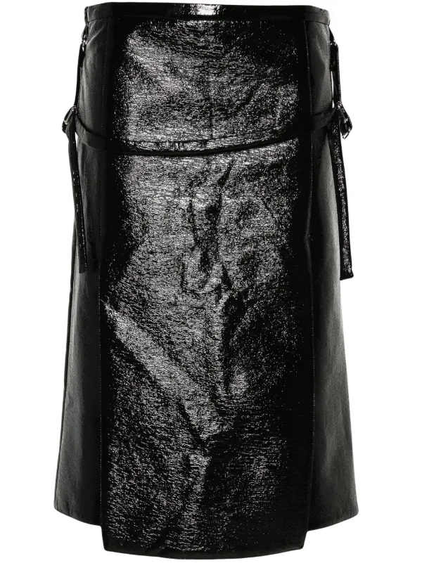 スカート COURREGES Women Mid Skirts 424CJU196 WO0125B123 Black Courrèges logo-embroidered Vinyl Midi Skirt | Black | FARFETCH