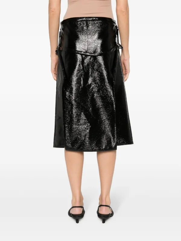 スカート Courreges Midi Skirt Courrèges suspenders-detail Leather Midi Skirt | Black