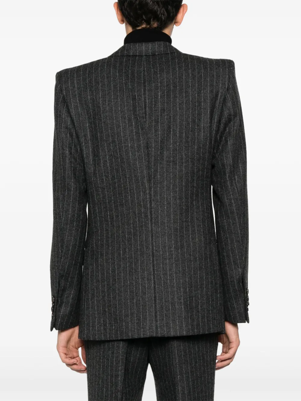 Shop Bally Pinstriped Wool Blazer In Grey