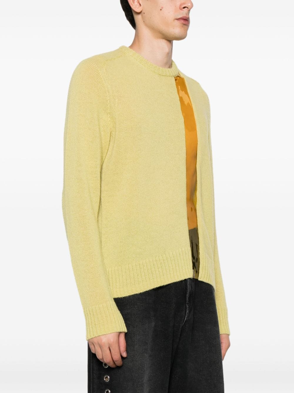 Shop Undercover Transparent-trim Wool Jumper In Yellow