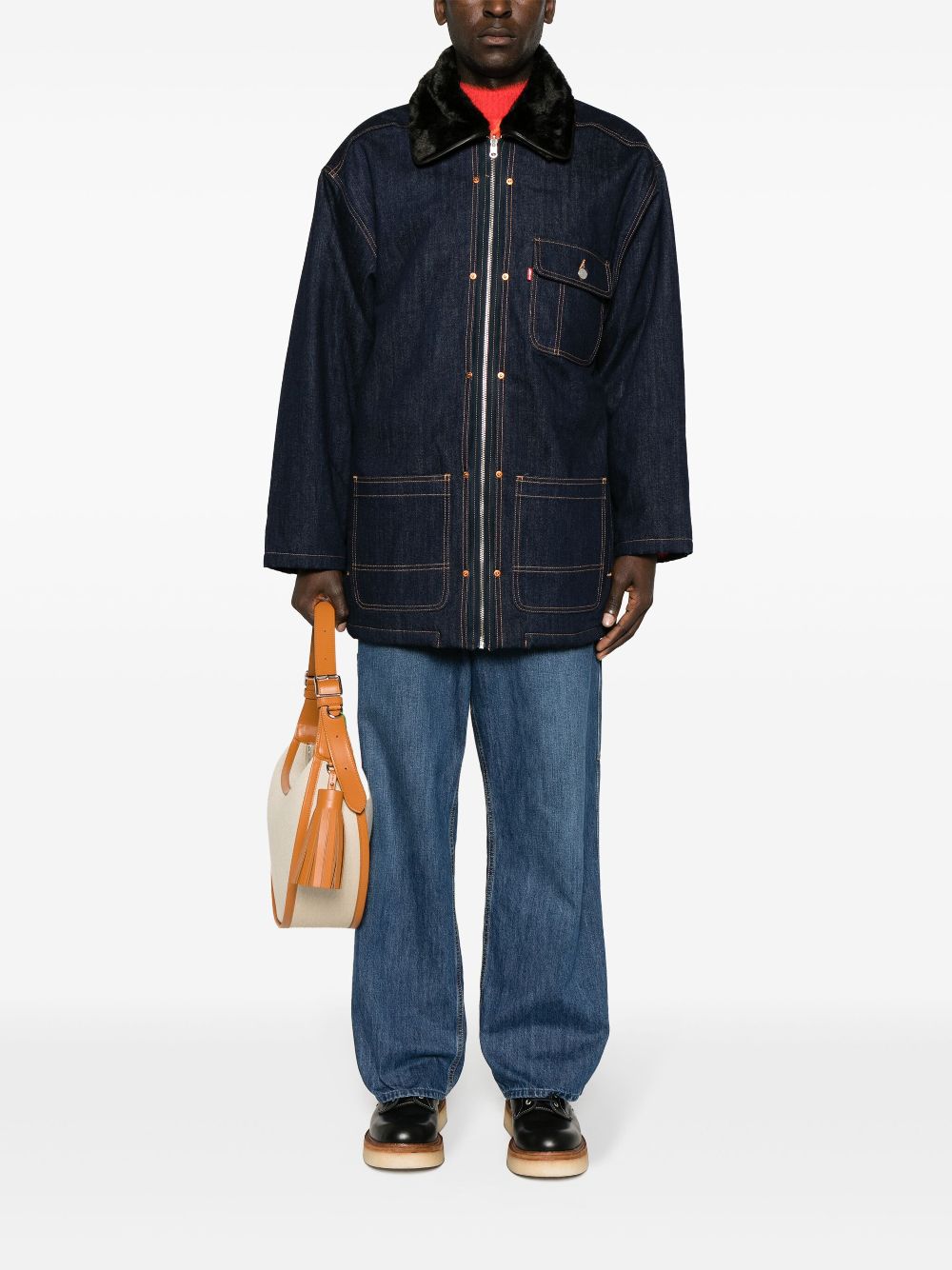 Kenzo x Levi's logo-jacquard reversible denim coat - Blauw