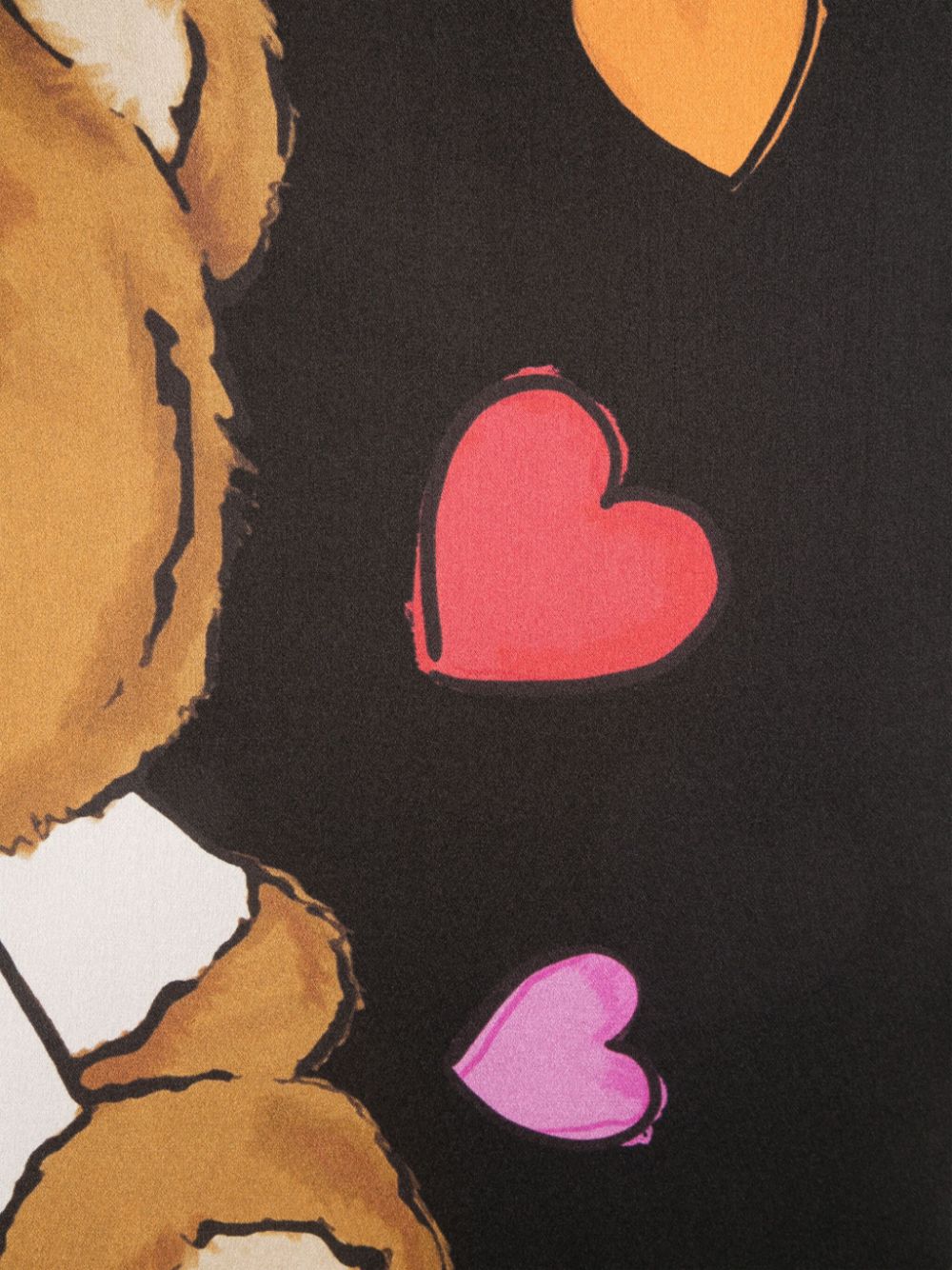 Shop Moschino Teddy Bear-print Silk Scarf In Black