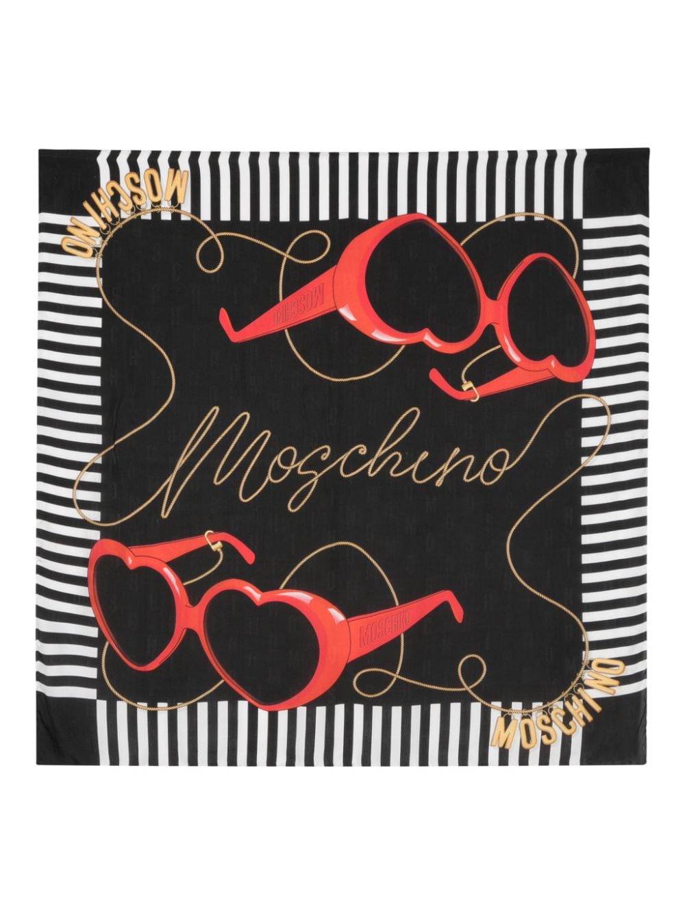 Moschino Logo-print Silk Scarf In Black