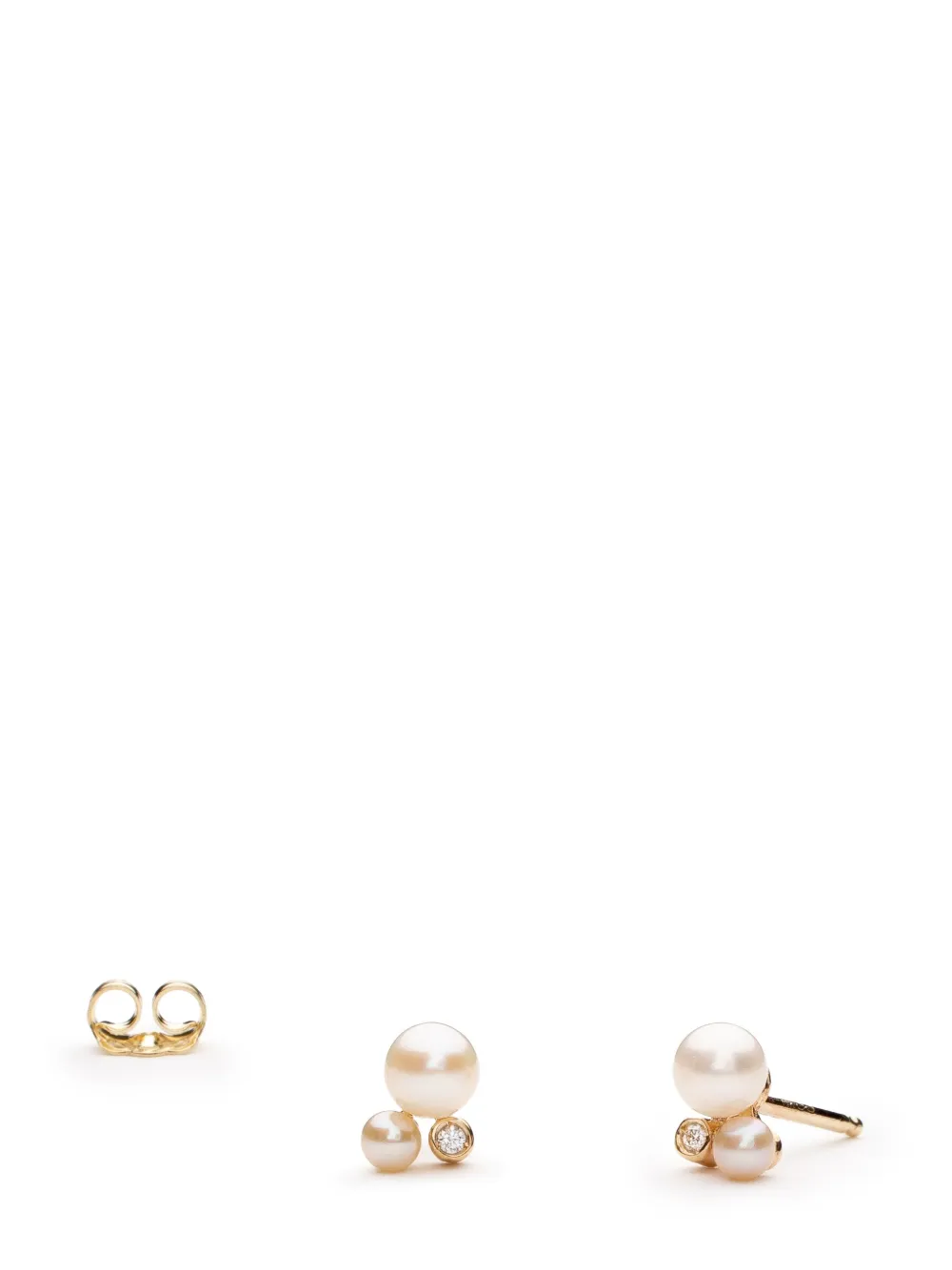 Sofia Zakia 14kt Yellow Gold Mini Shimmer Pearl And Diamond Earrings