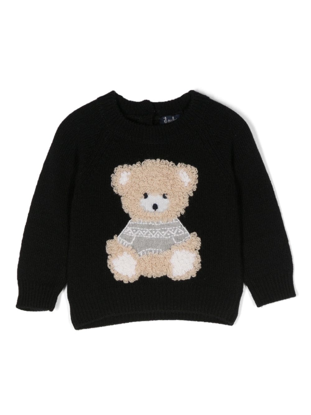 Il Gufo Babies' Bear-motif Virgin Wool Jumper In Black