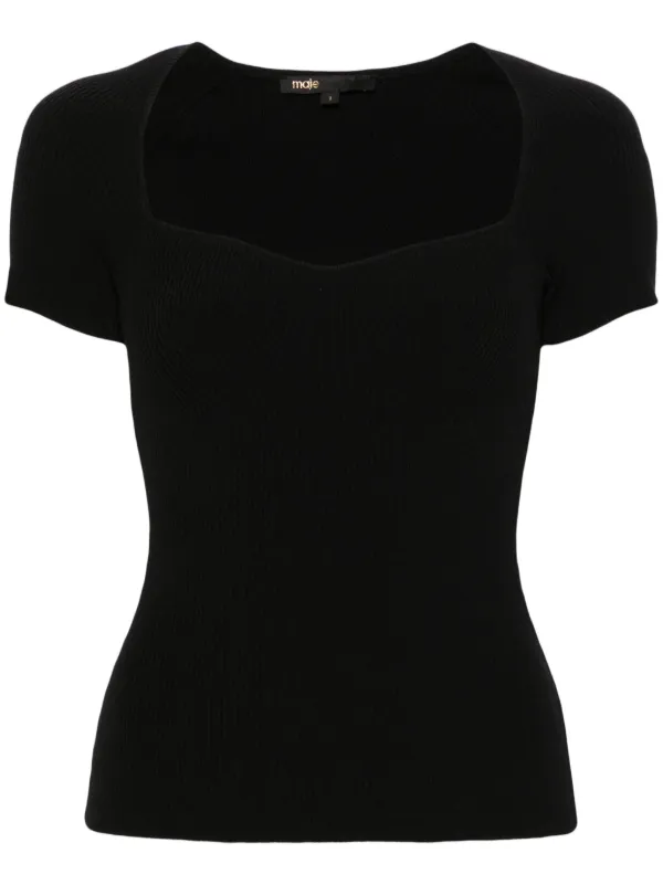 Maje ribbed-knit Top Black FARFETCH ZA