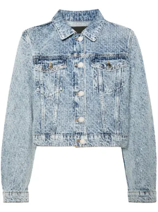 Maje rhinestone embellished Denim Jacket Blue FARFETCH AO