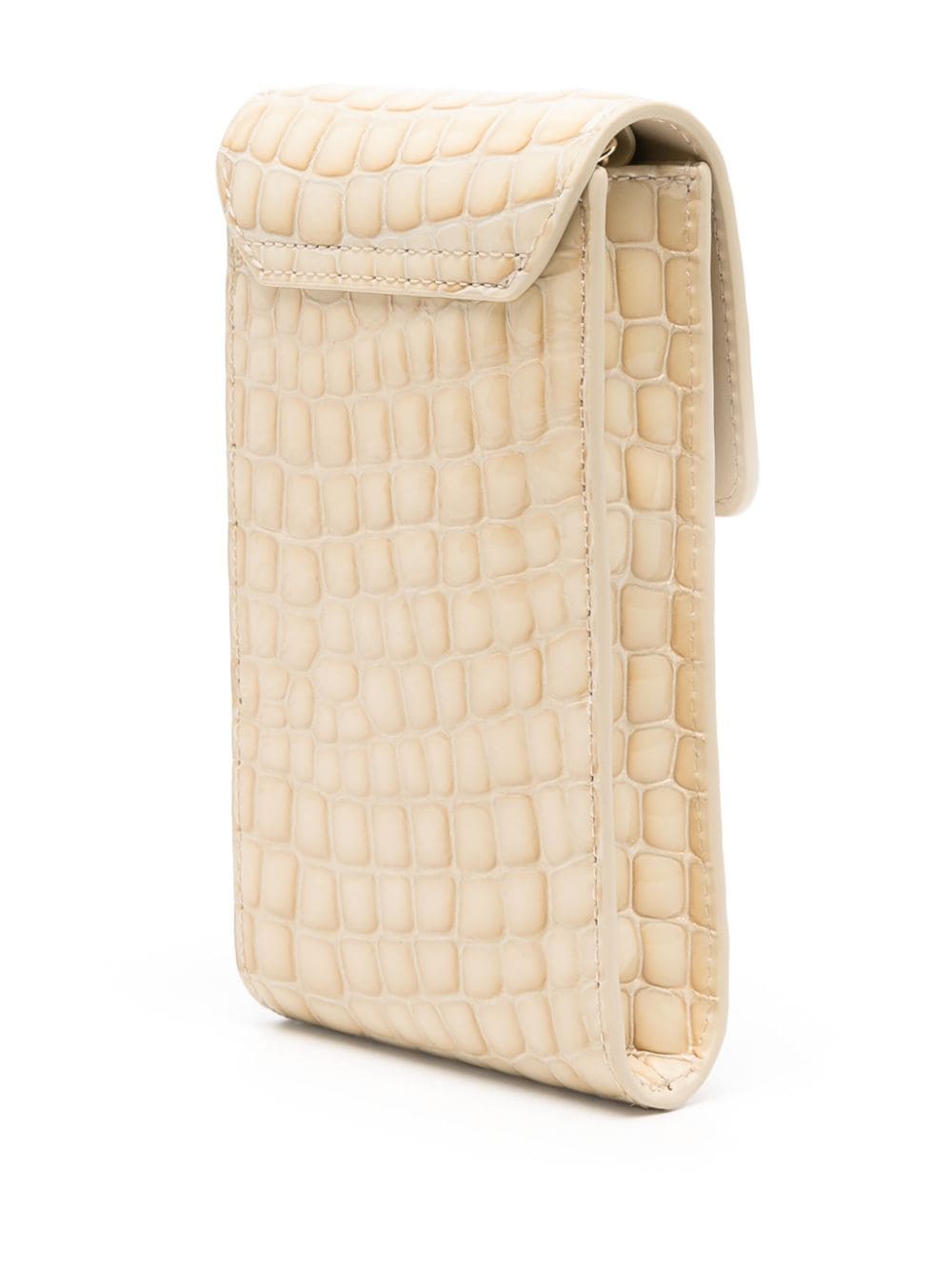Shop Maje Patent-leather Phone Pouch In Neutrals