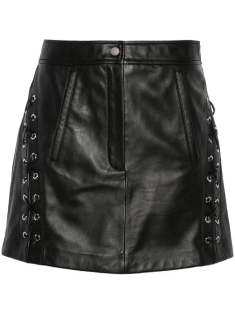 Maje lace-up leather miniskirt