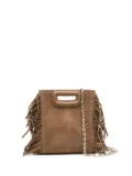 Maje small M fringed suede bag - Brown