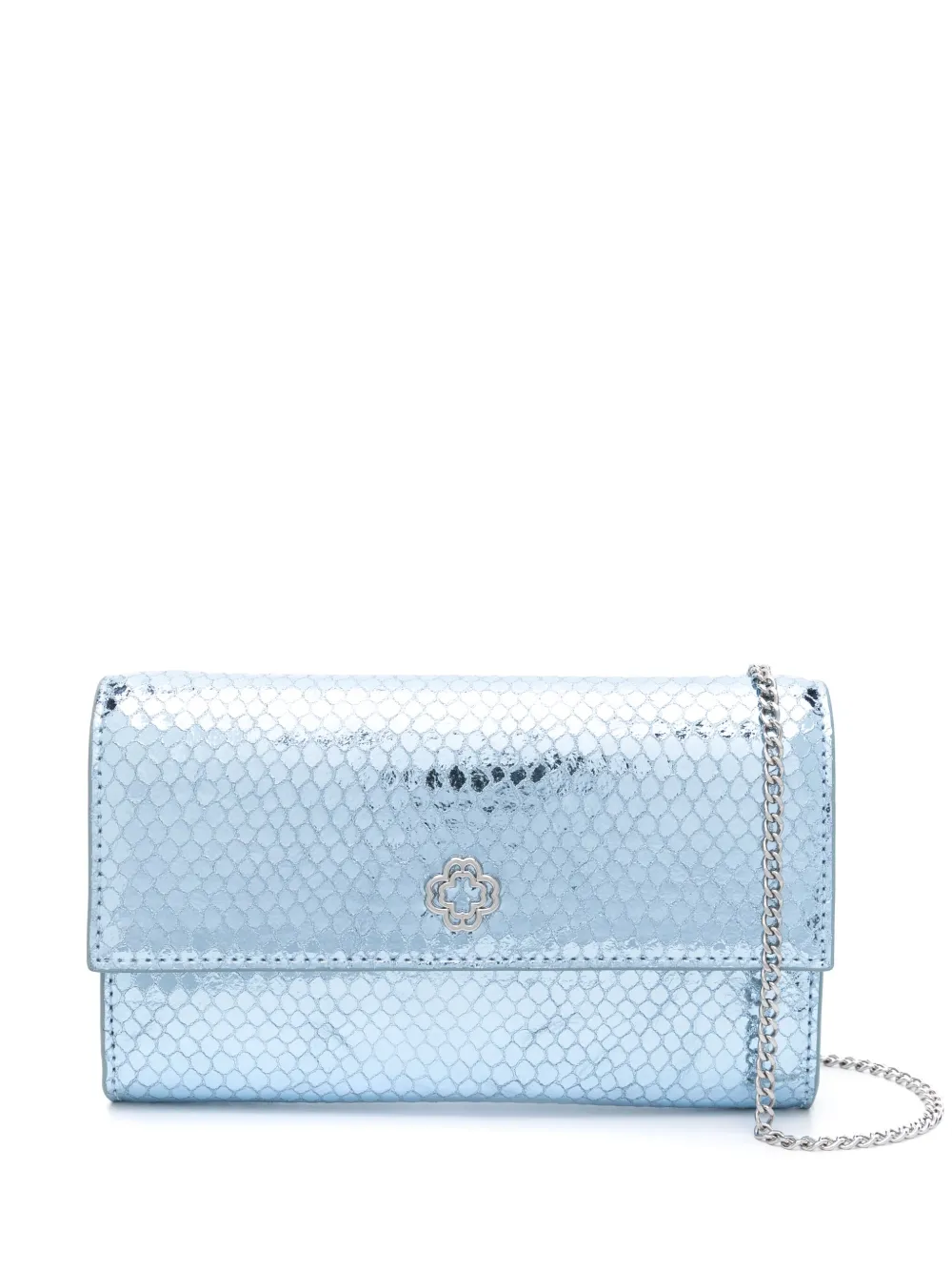 Maje Snakeskin-effect Leather Shoulder Bag In Blue