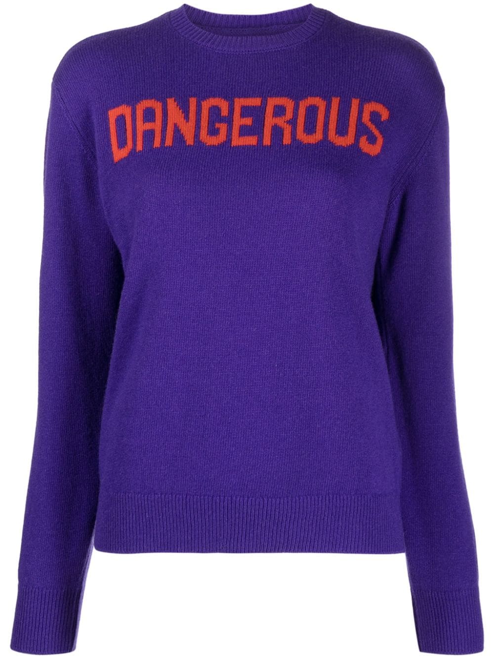 Mc2 Saint Barth Slogan Intarsia-knit Jumper In Purple