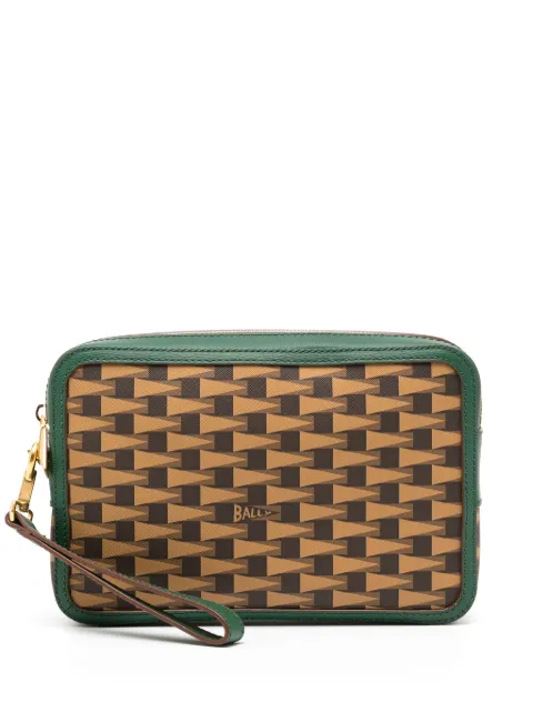Bally Pennant-pattern contrasting-trim leather clutch bag