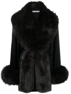 Alexander Wang Faux fur-trim Silk Minidress - Farfetch