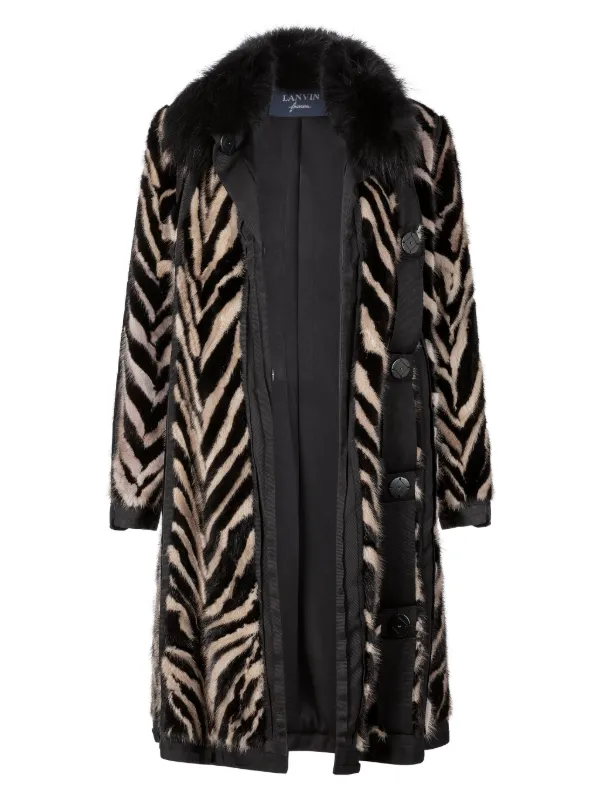 Lanvin Pre-Owned tiger-print faux-fur Coat Black FARFETCH