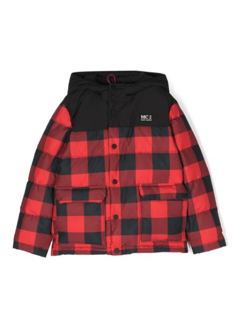 MC2 Saint Barth Kids Bart checked padded hooded jacket