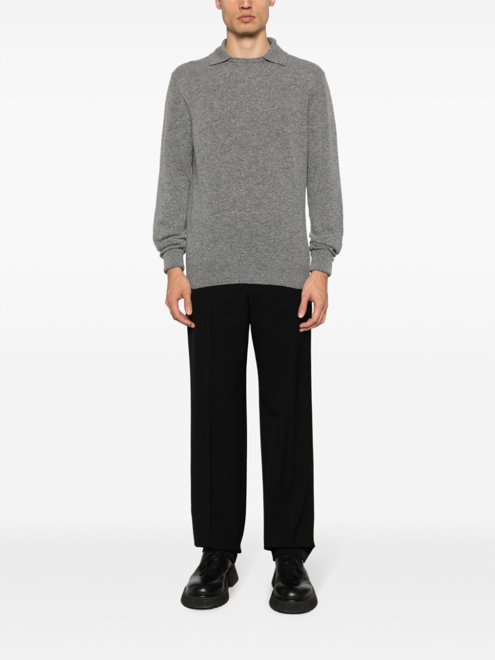 Cruciani spread-collar long-sleeved jumper - Grijs