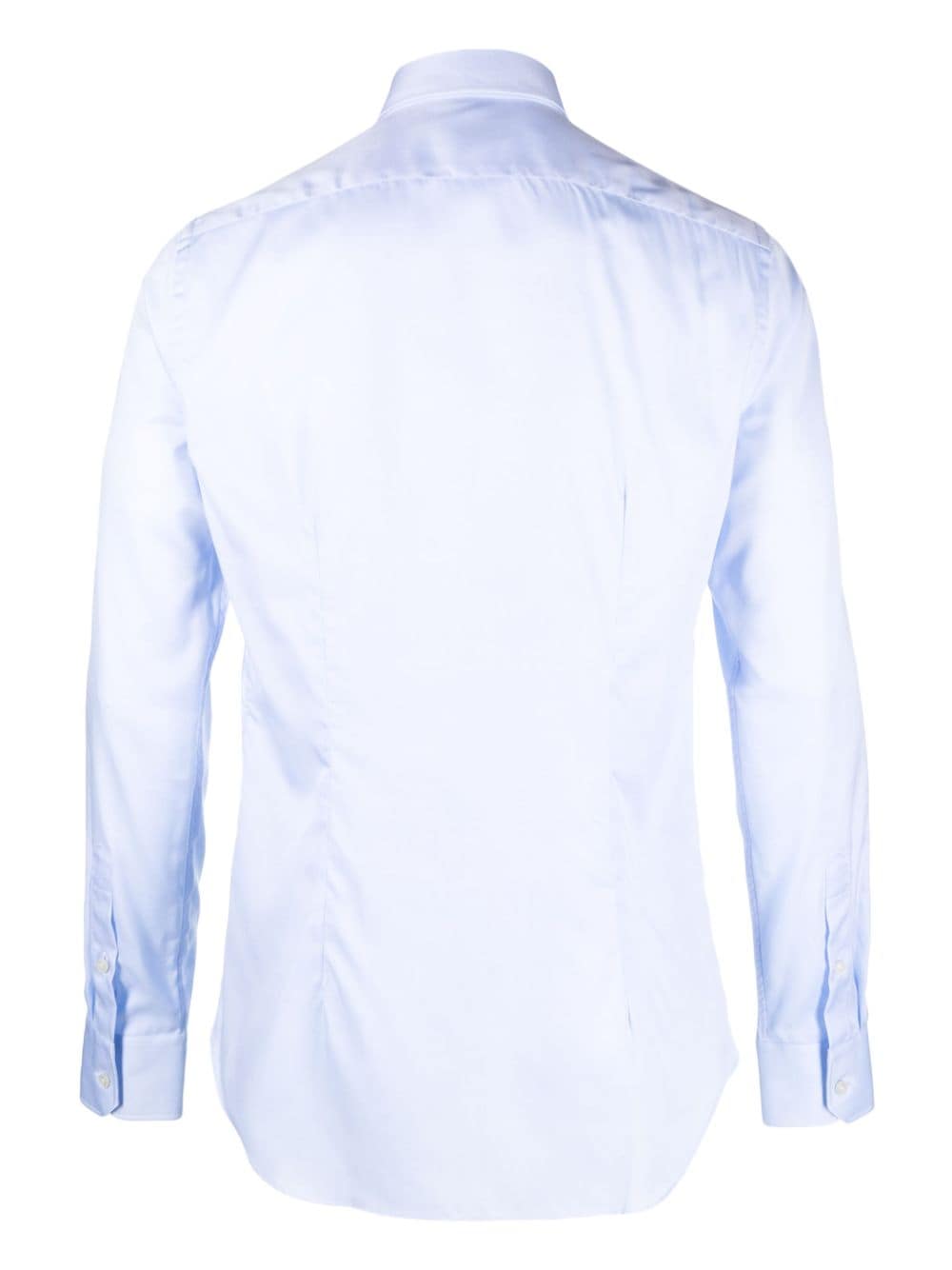 Shop Xacus Spread-collar Cotton Shirt In Blue