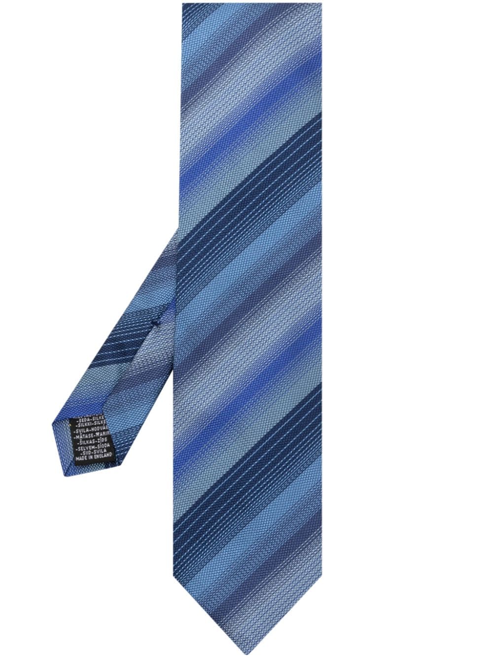 Paul Smith Striped Silk Tie In Blue
