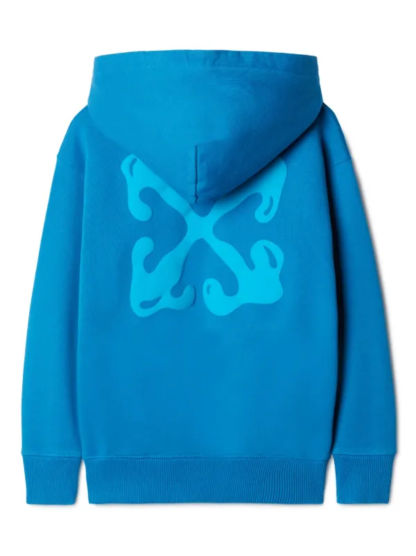 Off White Kids Arrows Fluid Cotton Hoodie Blue FARFETCH CA