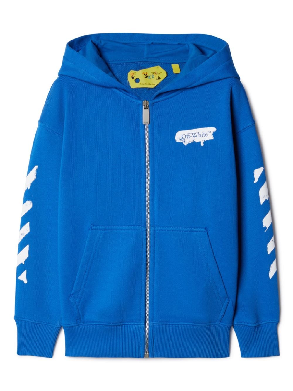 Shop Off-white Paint Graphic Cotton Hoodie In Blue