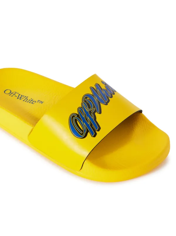 Off white yellow flip flops deals