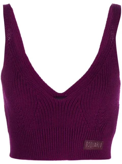DSQUARED2 logo-patch wool crop top