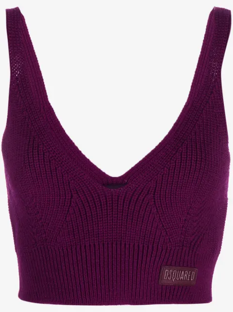DSQUARED2 haut crop en laine à patch logo