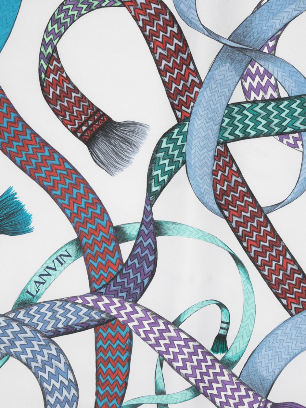 Lanvin logo-print silk scarf - Blauw