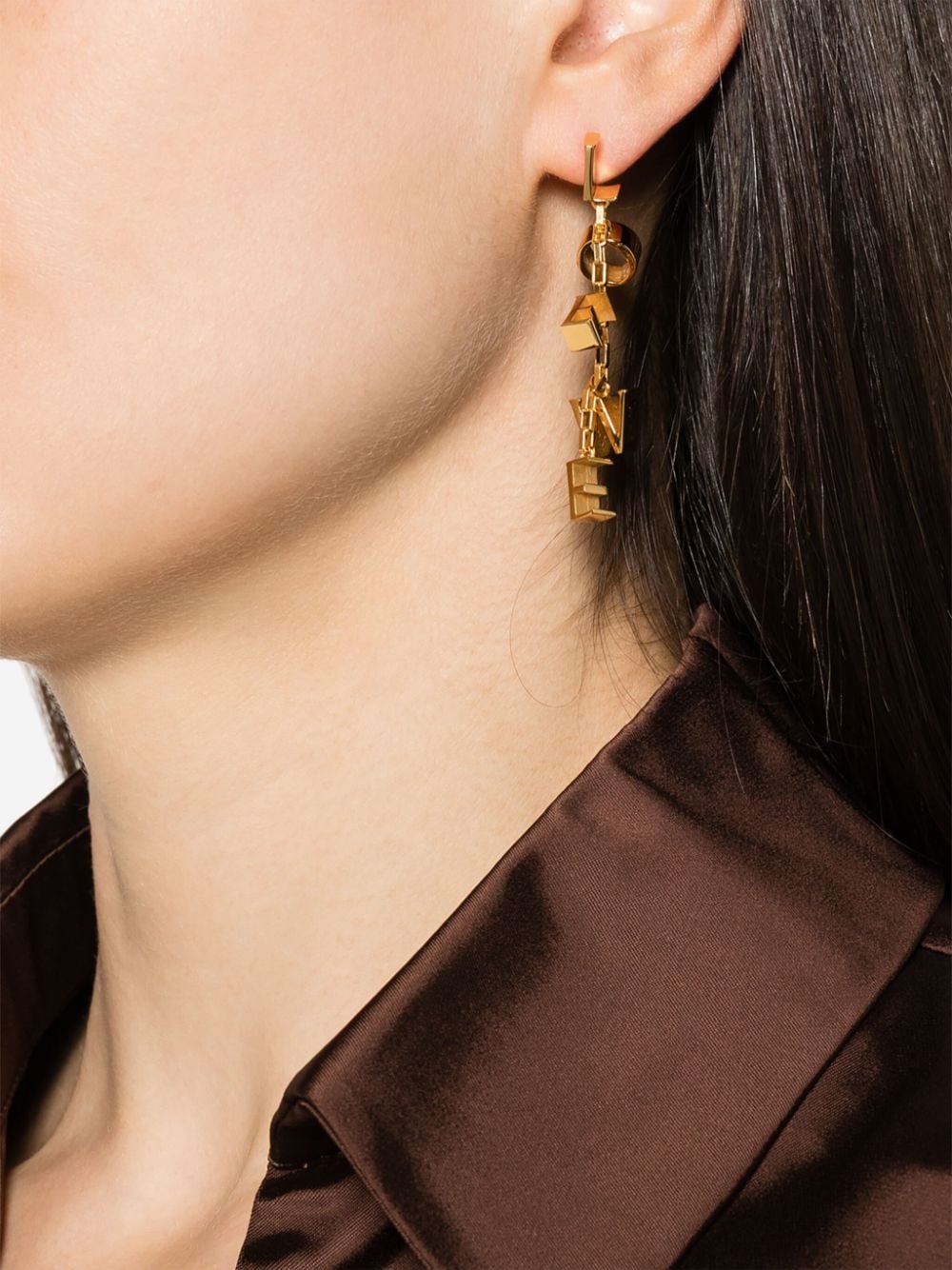 Shop Loewe Letter-charms Plated Drop Earrings In Gold