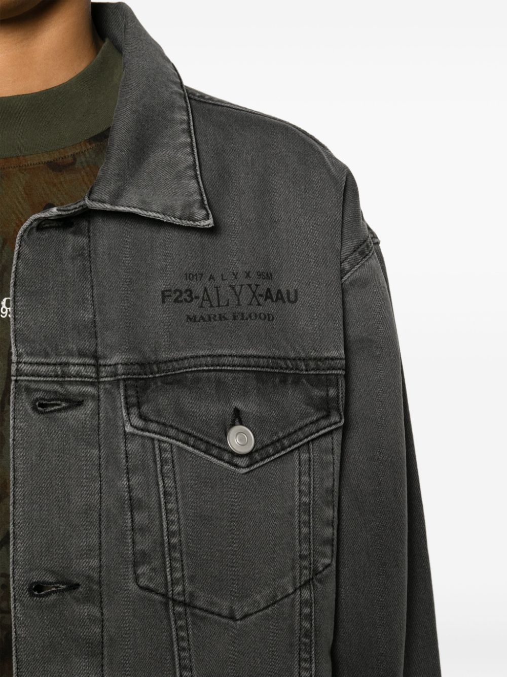 Shop Alyx X Mark Flood Printed Denim Jacket In Grey