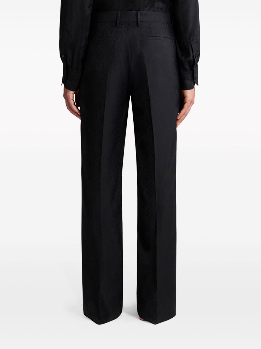 Shop Etro Jacquard Straight-leg Trousers In Black