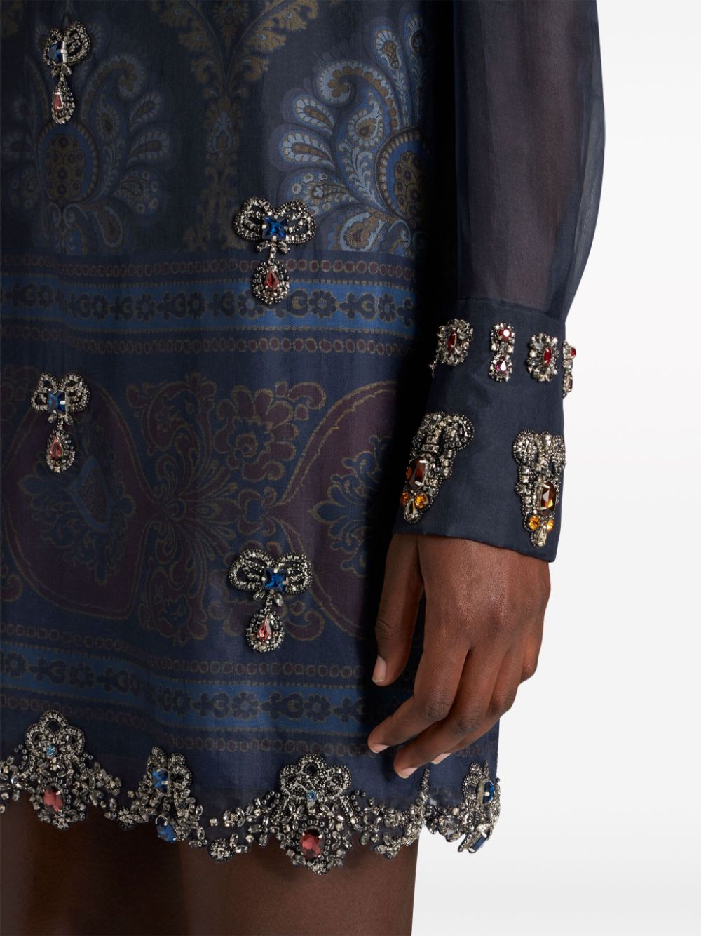 Shop Etro Graphic-print Silk Minidress In Blue