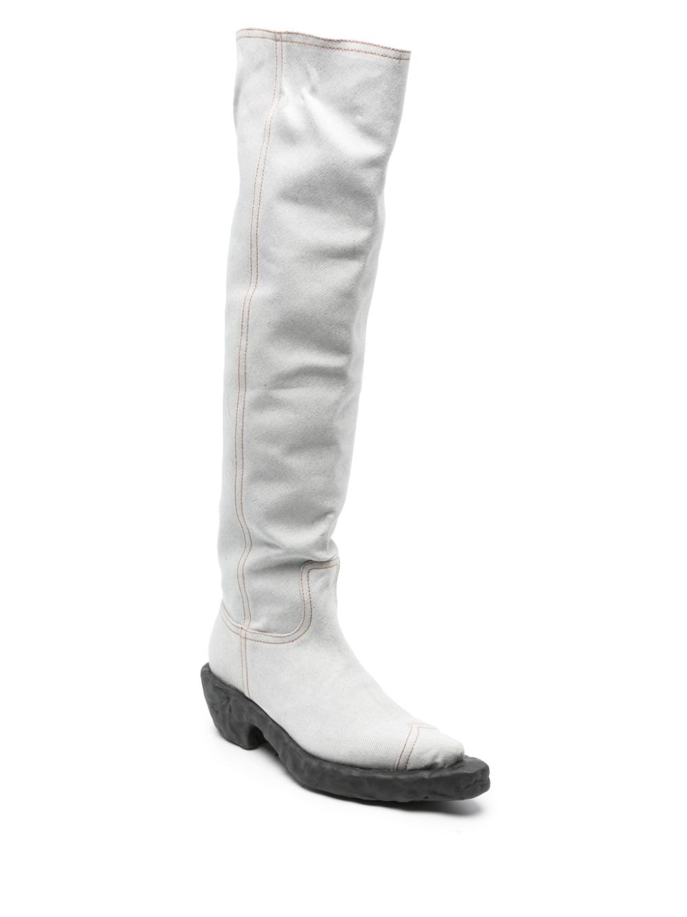 Shop Camperlab Venga Denim Knee-high Boots In Grey
