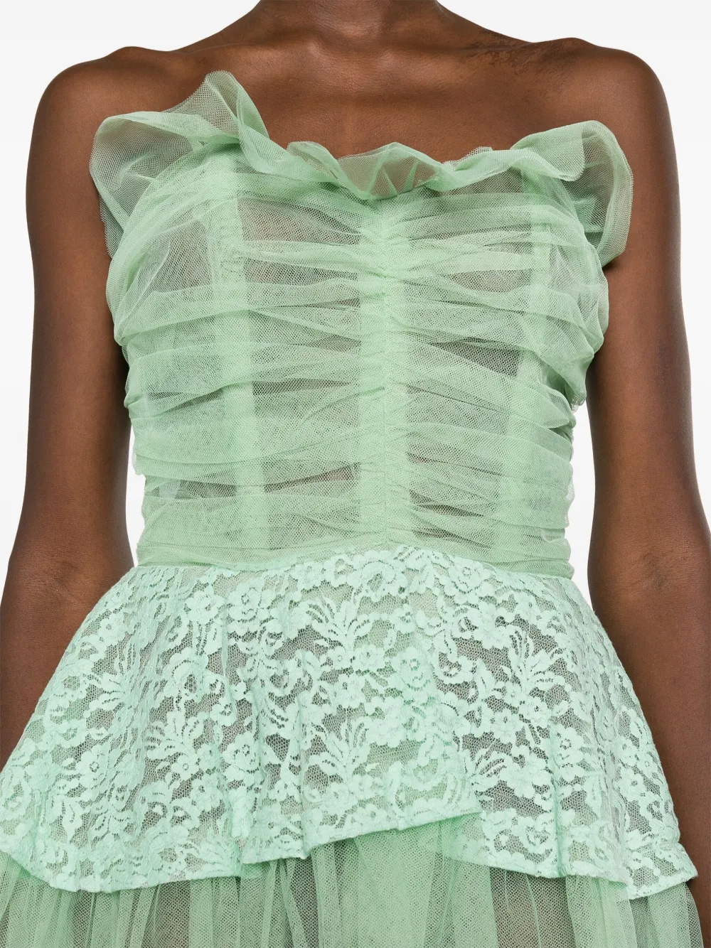 Shop Maison Margiela Tulle Corset Dress In Green