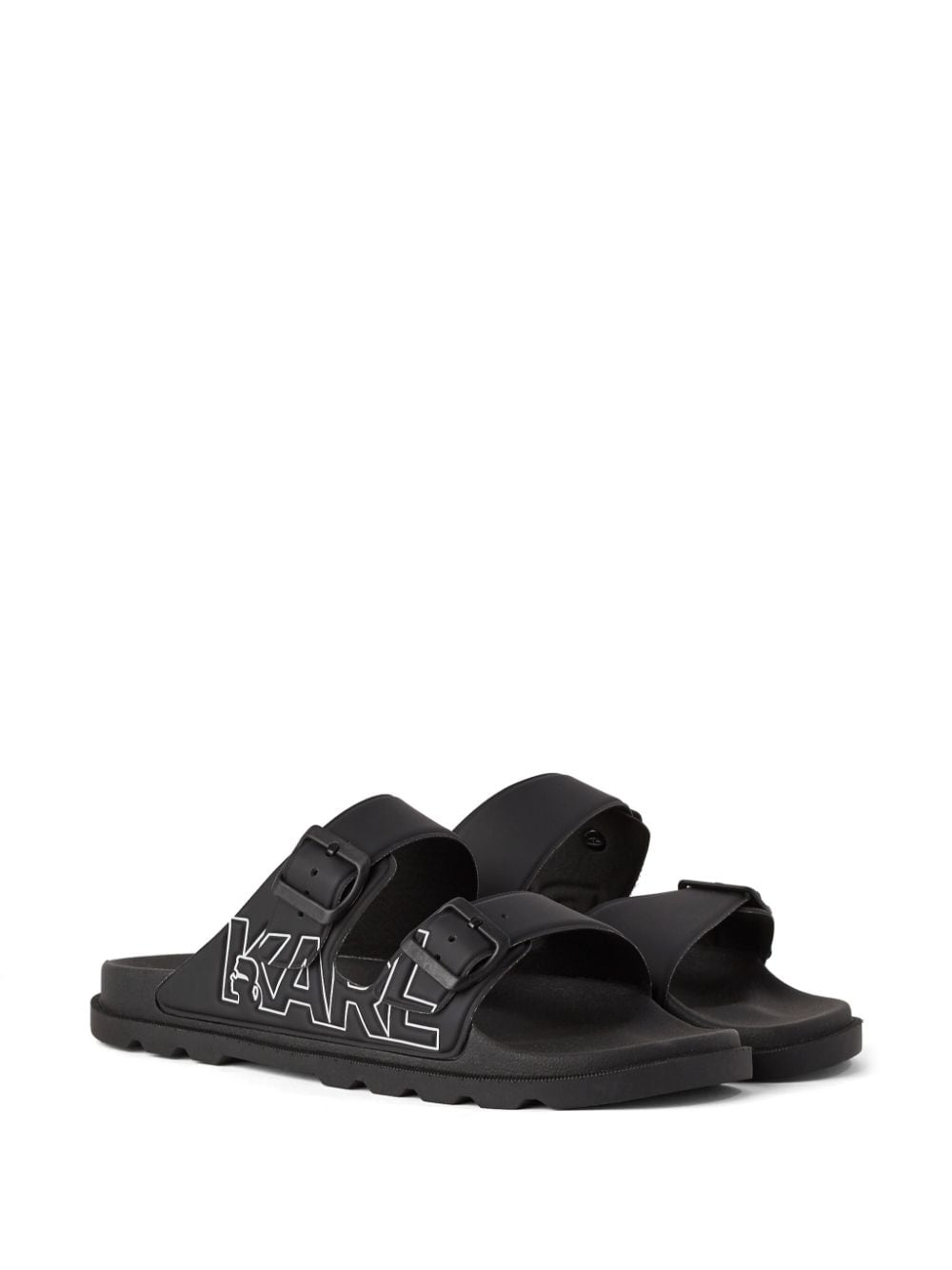 Shop Karl Lagerfeld Kondo Tred Double-strap Sandals In 999