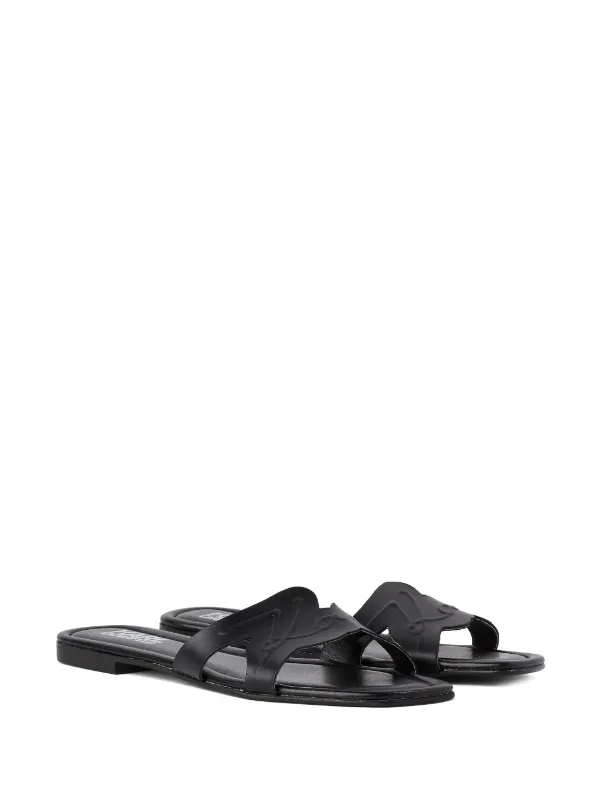Karl Lagerfeld logo-embossed Leather Sandals | Black | FARFETCH