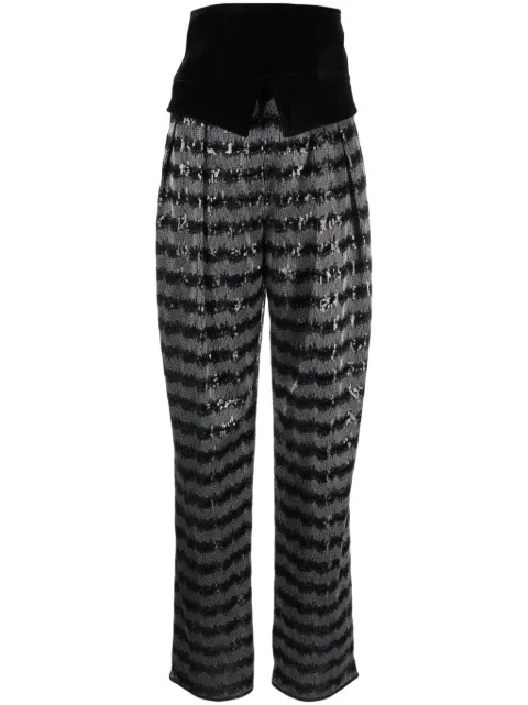 Emporio Armani striped sequinned tailored trousers