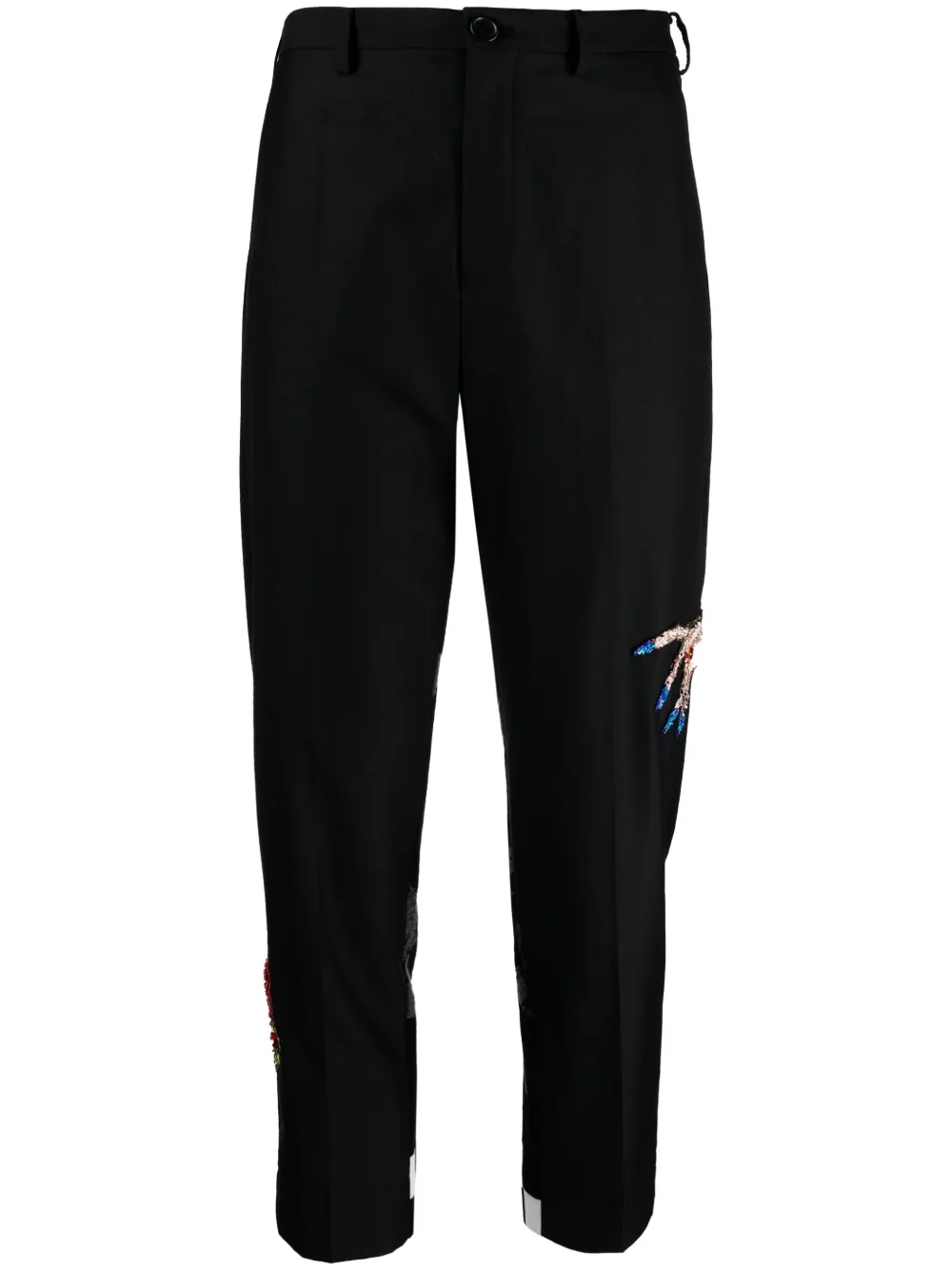 Undercover Embroidered Mid-rise Trousers In Black