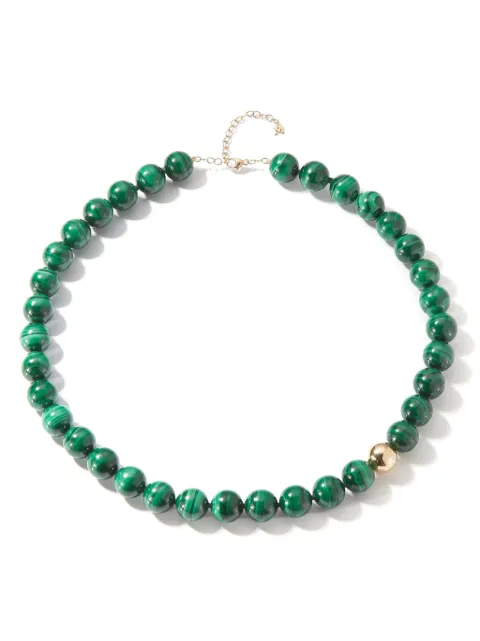 Mateo 14kt yellow gold malachite choker necklace