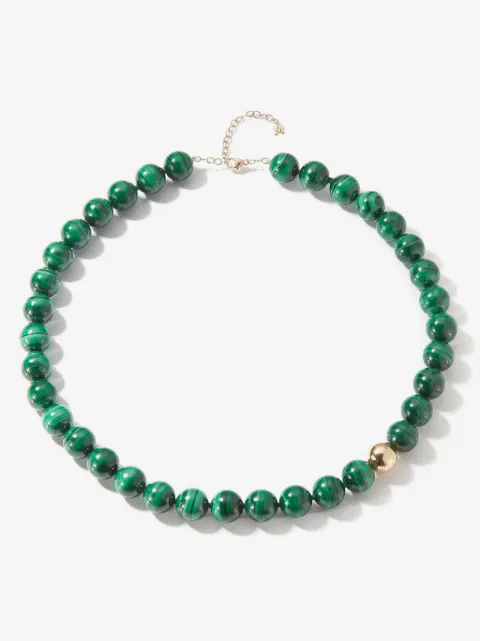 Mateo 14kt yellow gold malachite choker necklace