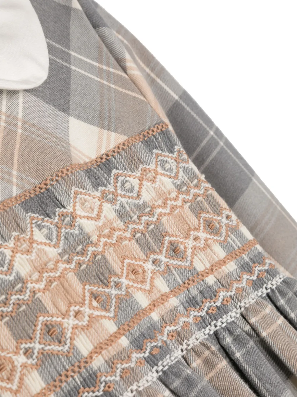 Siola Check-pattern Embroidered Dress In Neutrals